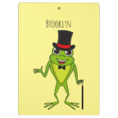 Funny Frosch mit Top-Hut-Cartoon Klemmbrett (Rückseite)