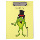 Funny Frosch mit Top-Hut-Cartoon Klemmbrett (Vorderseite)