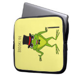 Funny Frosch mit Top-Hut-Cartoon Laptopschutzhülle (Vorderseite Links)