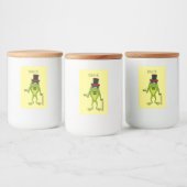 Funny Frosch mit Top-Hut-Cartoon Lebensmitteletikett (Flaschen)