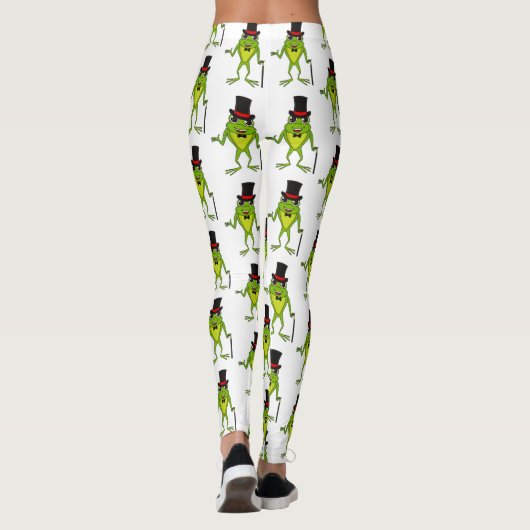 Funny Frosch mit Top-Hut-Cartoon Leggings (Rückseite)