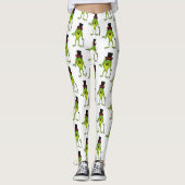 Funny Frosch mit Top-Hut-Cartoon Leggings (Vorderseite)