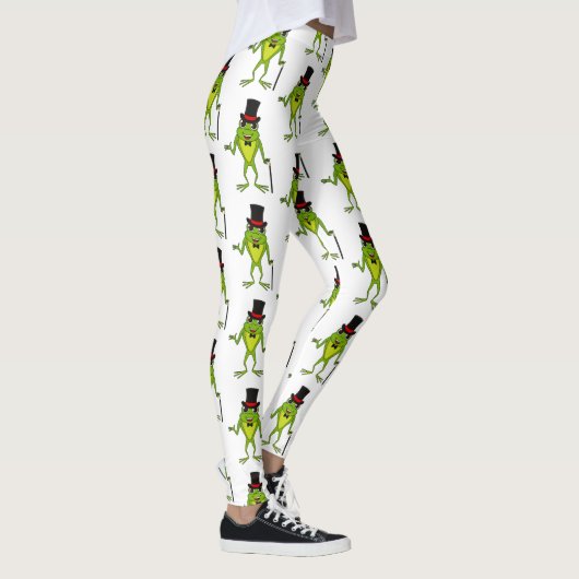 Funny Frosch mit Top-Hut-Cartoon Leggings (Rechts)