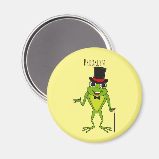 Funny Frosch mit Top-Hut-Cartoon Magnet (Vorderseite/Rückseite)