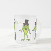 Funny Frosch mit Top-Hut-Cartoon Mattglastasse (VorderseiteRechts)