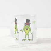 Funny Frosch mit Top-Hut-Cartoon Mattglastasse (Vorderseite Links)