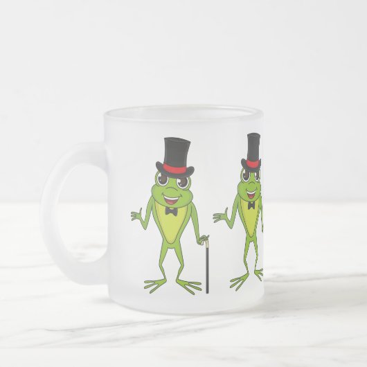 Funny Frosch mit Top-Hut-Cartoon Mattglastasse (Links)
