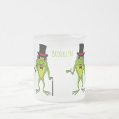 Funny Frosch mit Top-Hut-Cartoon Mattglastasse (Mittel)