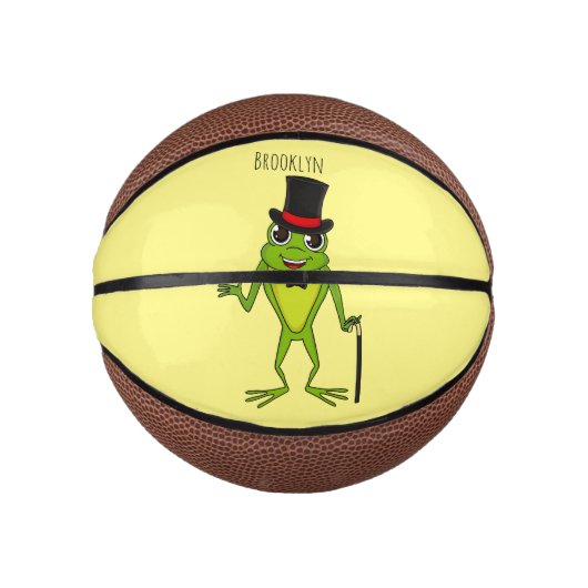 Funny Frosch mit Top-Hut-Cartoon Mini Basketball (Vorderseite)