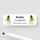 Funny Frosch mit Top-Hut-Cartoon Namensschild (Beispiel)