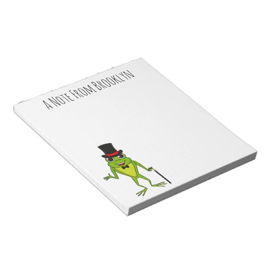 Funny Frosch mit Top-Hut-Cartoon Notizblock (angewinkelt)