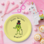 Funny Frosch mit Top-Hut-Cartoon Pappteller (Party)