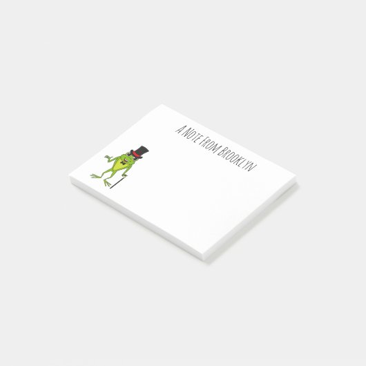 Funny Frosch mit Top-Hut-Cartoon Post-it Klebezettel (angewinkelt)