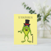 Funny Frosch mit Top-Hut-Cartoon Postkarte (Stehend Vorderseite)