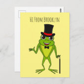 Funny Frosch mit Top-Hut-Cartoon Postkarte (Vorne/Hinten)