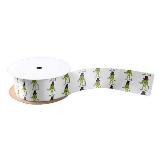 Funny Frosch mit Top-Hut-Cartoon Satinband (Spule)
