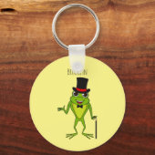 Funny Frosch mit Top-Hut-Cartoon Schlüsselanhänger (Vorderseite)