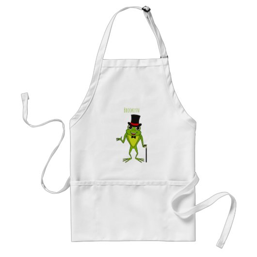 Funny Frosch mit Top-Hut-Cartoon Schürze (Vorne)