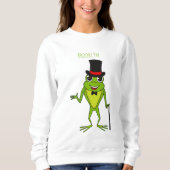 Funny Frosch mit Top-Hut-Cartoon Sweatshirt (Vorderseite)