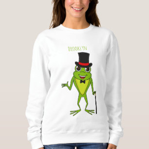 Funny Frosch mit Top-Hut-Cartoon Sweatshirt
