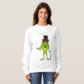 Funny Frosch mit Top-Hut-Cartoon Sweatshirt (Vorne ganz)