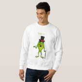 Funny Frosch mit Top-Hut-Cartoon Sweatshirt (Vorne ganz)