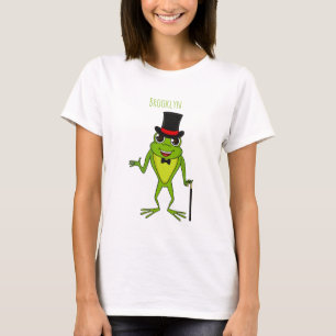 Funny Frosch mit Top-Hut-Cartoon T-Shirt