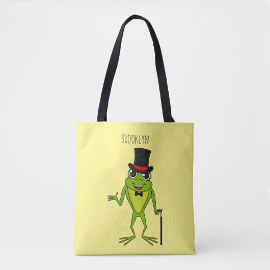 Funny Frosch mit Top-Hut-Cartoon Tasche (Vorderseite)