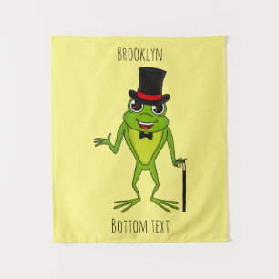 Funny Frosch mit Top-Hut-Cartoon Wandteppich