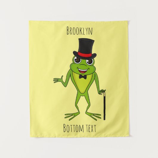 Funny Frosch mit Top-Hut-Cartoon Wandteppich (Vorderseite)