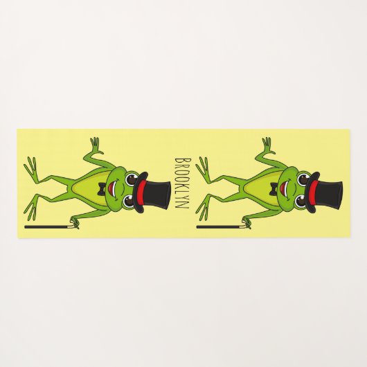 Funny Frosch mit Top-Hut-Cartoon Yogamatte (Rückseite (Horizontal))
