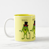 Funny Frosch mit Top-Hut-Cartoon Zweifarbige Tasse (Links)