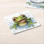Funny Frosch Rechteckiger Pappuntersetzer (angewinkelt)