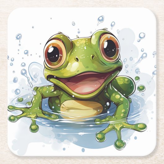 Funny Frosch Rechteckiger Pappuntersetzer (Vorderseite)