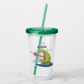 Funny Frosch und Fliege Cartoon Acryltrinkbecher (Rückseite)