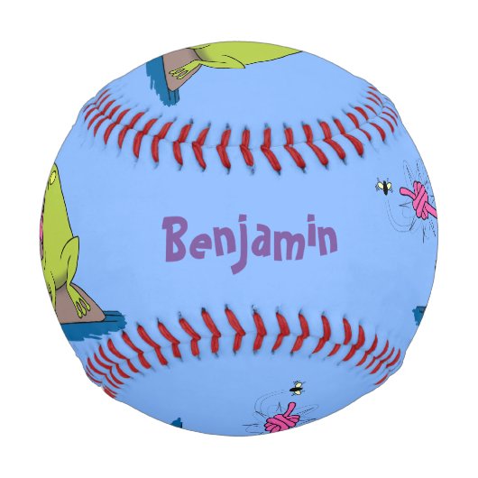 Funny Frosch und Fliege Cartoon Baseball (Vorderseite)