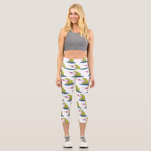 Funny Frosch und Fliege Cartoon Capri Leggings