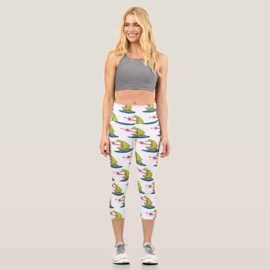 Funny Frosch und Fliege Cartoon Capri Leggings (Vorderseite)