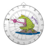 Funny Frosch und Fliege Cartoon Dartscheibe (vorne)