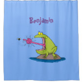 Funny Frosch und Fliege Cartoon Duschvorhang (Vorderseite)