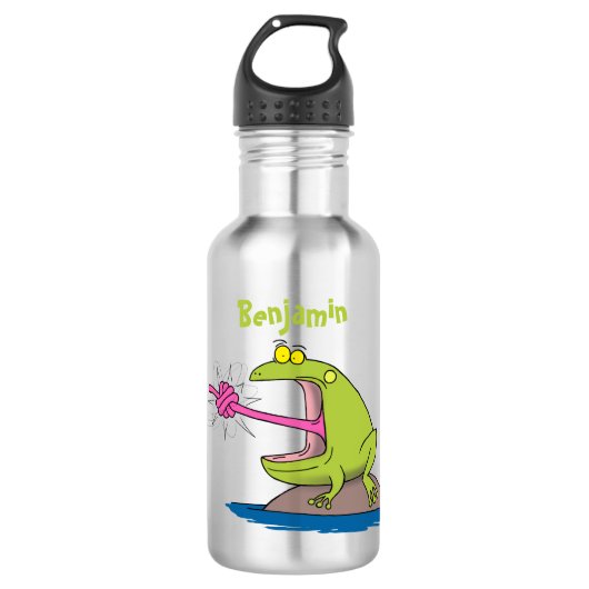 Funny Frosch und Fliege Cartoon Edelstahlflasche (Vorderseite)