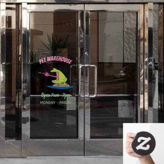 Funny Frosch und Fliege Cartoon Fensteraufkleber (Büro Tür)