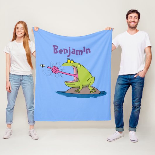 Funny Frosch und Fliege Cartoon Fleecedecke (Beispiel)