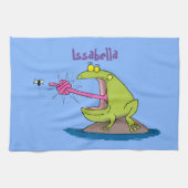 Funny Frosch und Fliege Cartoon Geschirrtuch (Horizontal)