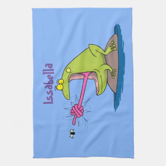 Funny Frosch und Fliege Cartoon Geschirrtuch (Vertikal)