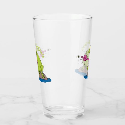 Funny Frosch und Fliege Cartoon Glas (Links)