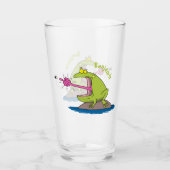 Funny Frosch und Fliege Cartoon Glas (Vorderseite)