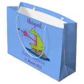Funny Frosch und Fliege Cartoon Große Geschenktüte (Rückseite Schrägansicht)