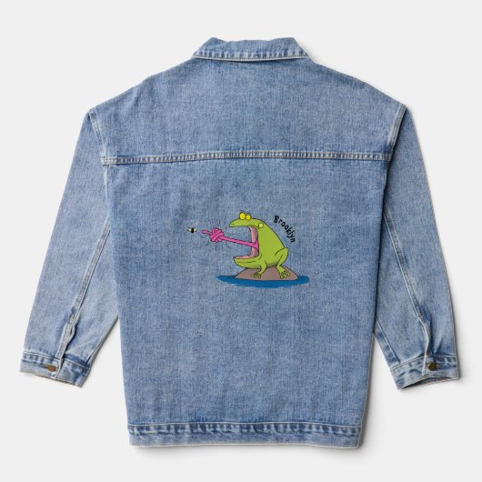 Funny Frosch und Fliege Cartoon Jeansjacke (Rückseite)