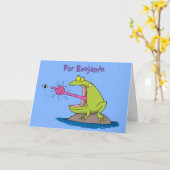 Funny Frosch und Fliege Cartoon Karte (Gelbe Blume)